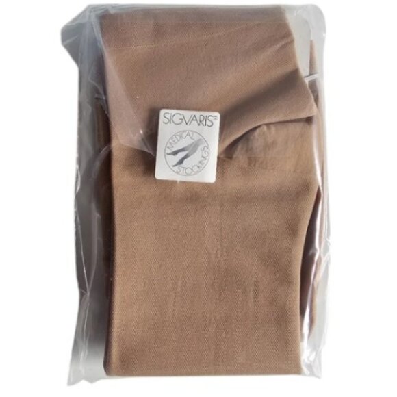 Sigvaris Jarret tan 902 calf slip-on medical compression stockings size L NWT - Picture 2 of 5